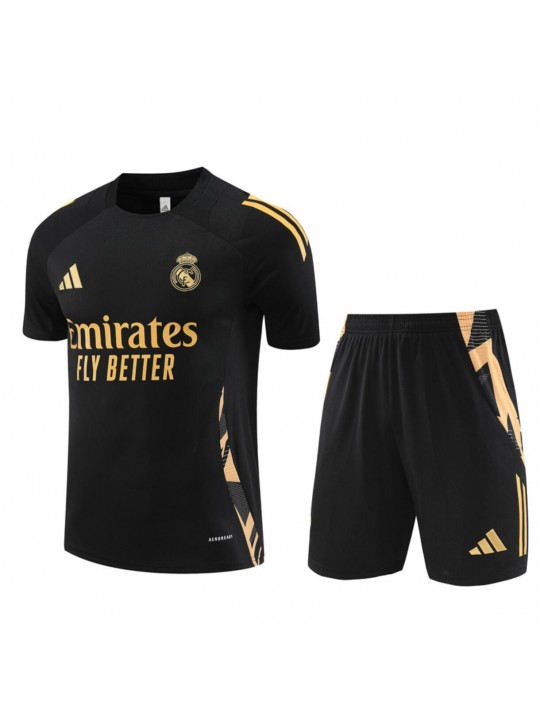 Camiseta Real M adrid Pre-Match 24/25 Negra (Hombre/Niño) + Pantalones