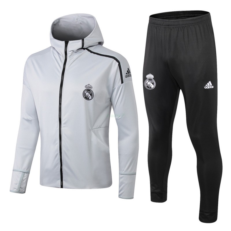 Chándal Real M-adrid 2018/2019 Con Capucha Gris Plata