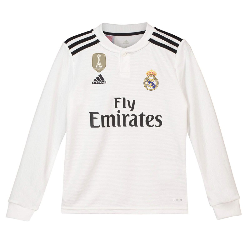 Camiseta de la 1ª equipación del Real M-adrid 2018-19 de manga larga para niños