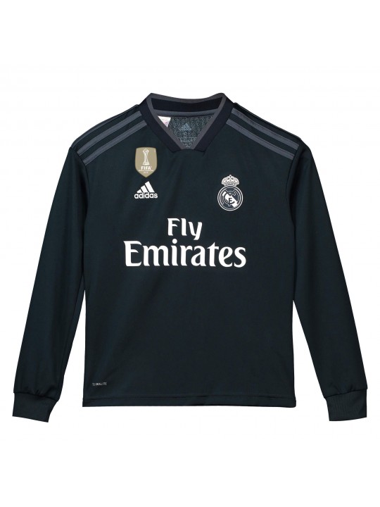 Camiseta de la 2ª equipación del Real M-adrid 2018-19 de manga larga para niños